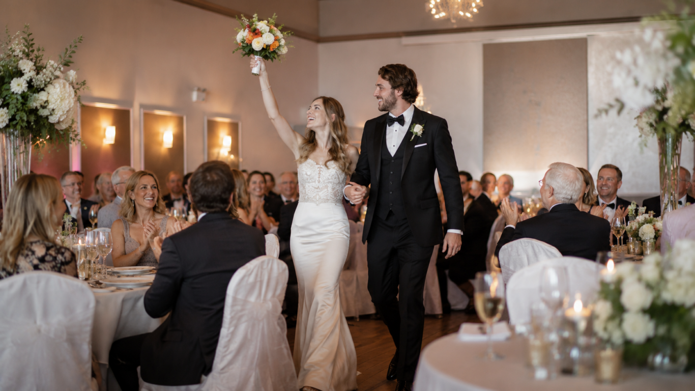 Bride and Groom entering Ballroom BK